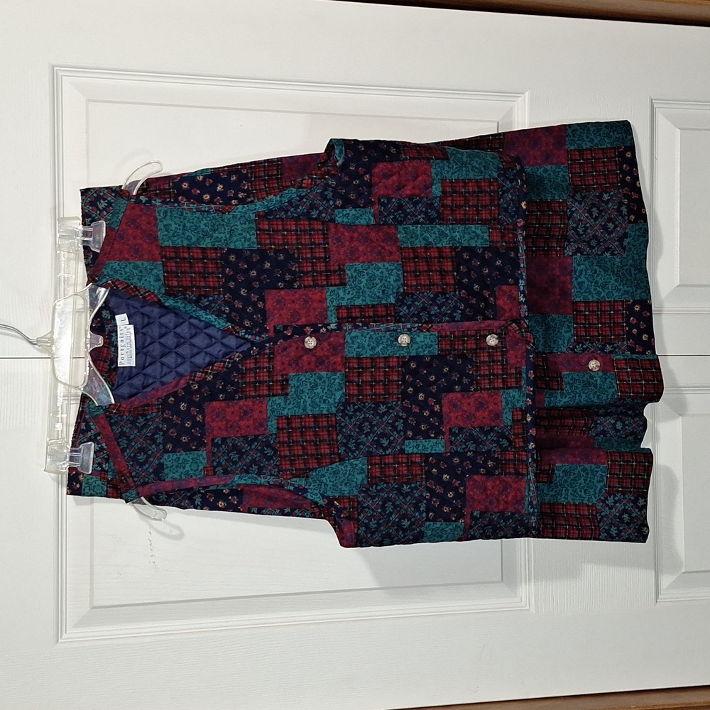 Portraits by northern isles vintage quilted plaid vest and skirt set - L (14)